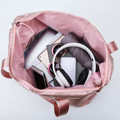 Pearlescent Fitness Travel Bag Women Hand Luggage Duffle Bags