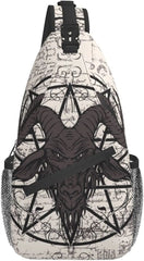 Pentagram Goat Skull Sling Bag Crossbody Travel Hiking Chest Backpack