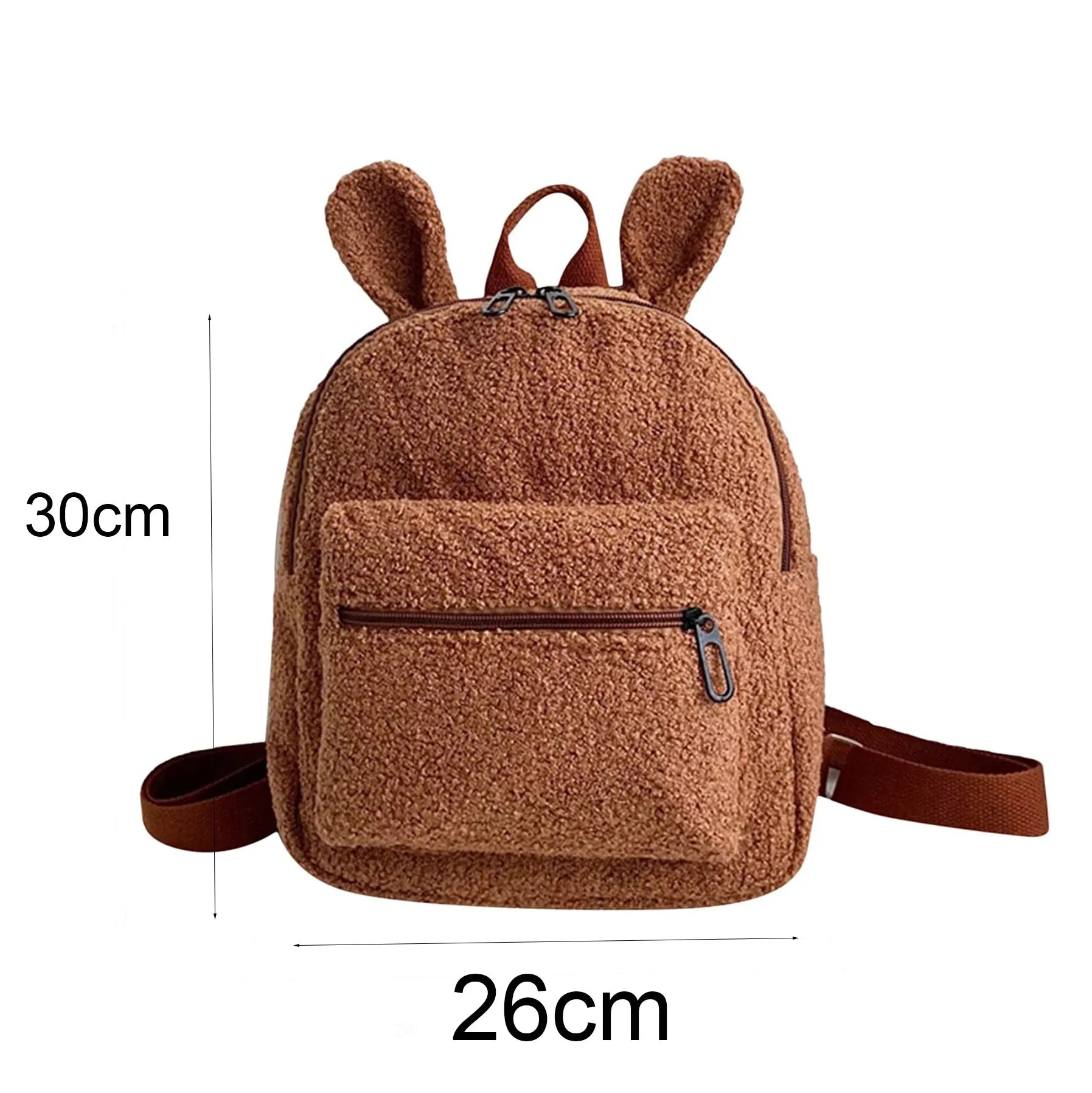 Embroidery Fuzzy Rabbit Backpack Plush School Bag With Bunny Ears Zipper
