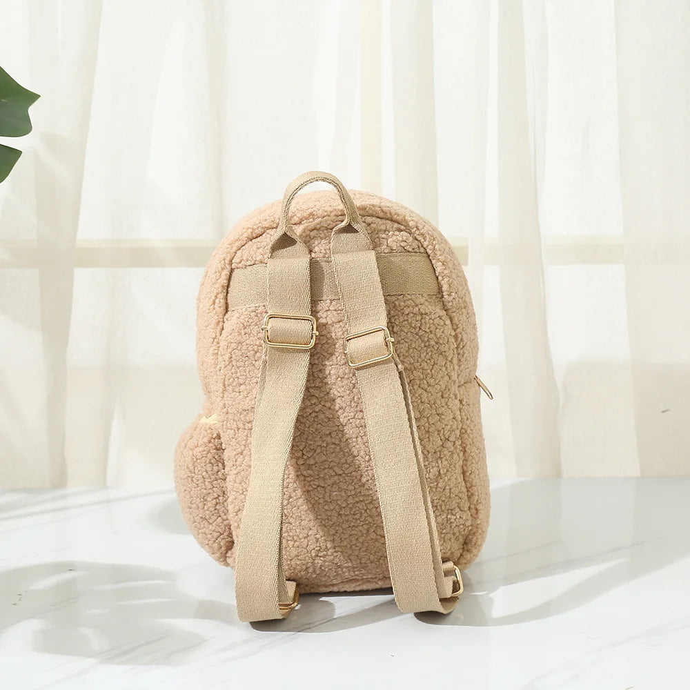 Personalised Embroidery Lamb Fleece Backpack for Children and Women