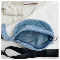 Personalised Plush Chest Bag for Women Faux Fur Purse Name Winter Phone Pouch