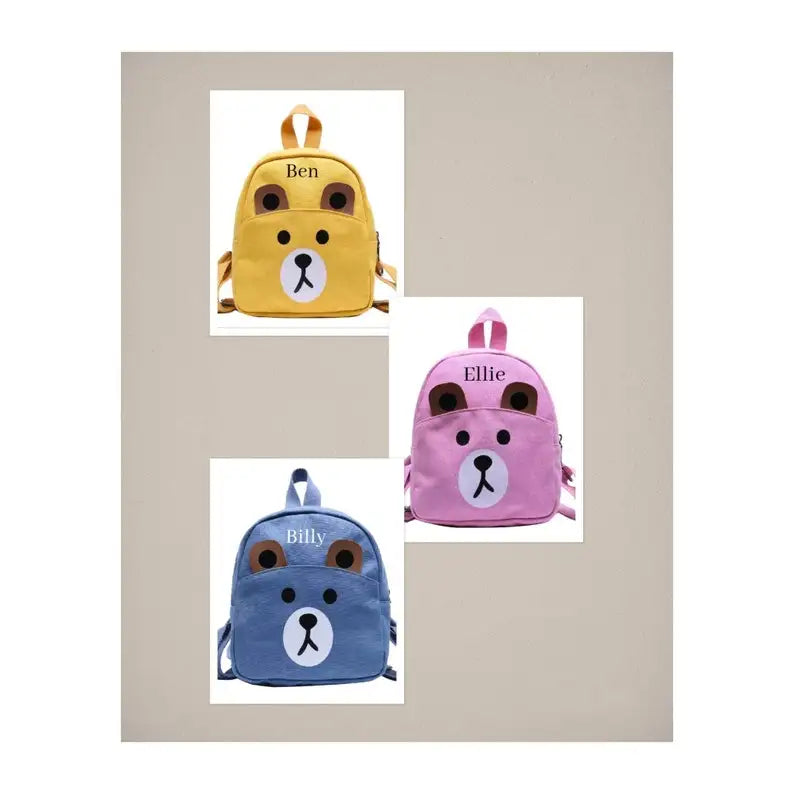 Personalised Name Bear Backpack Toddler School Bag