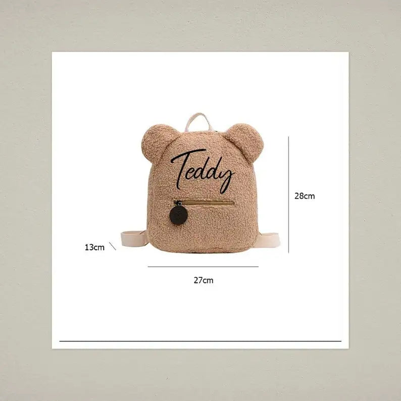 Personalised Name Embroidered Initial Backpack Bear Shaped Shoulder Bag