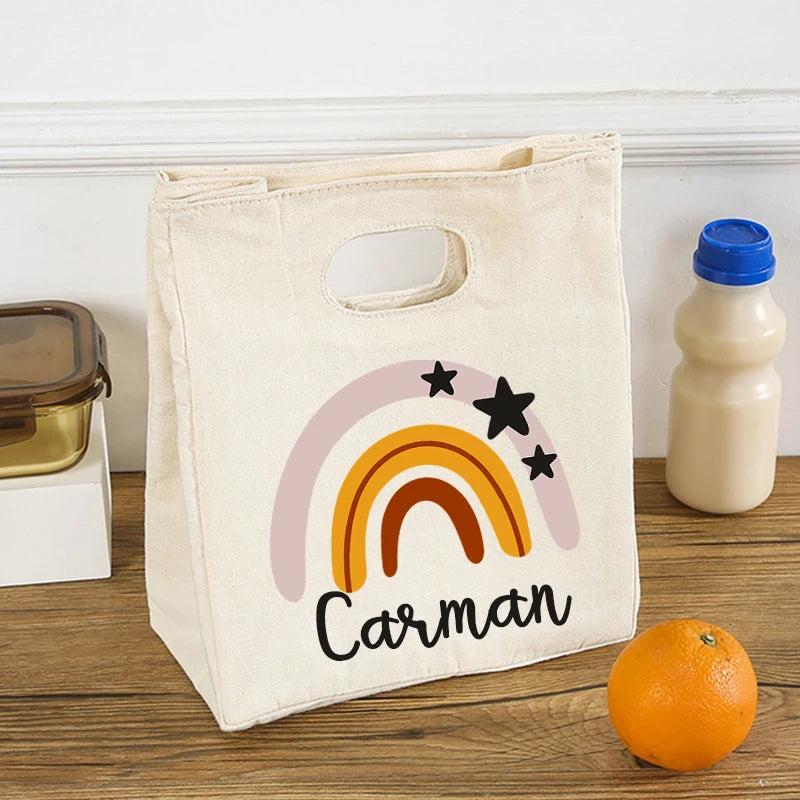 Personalized Rainbow Name Lunch Bag for Women Kids