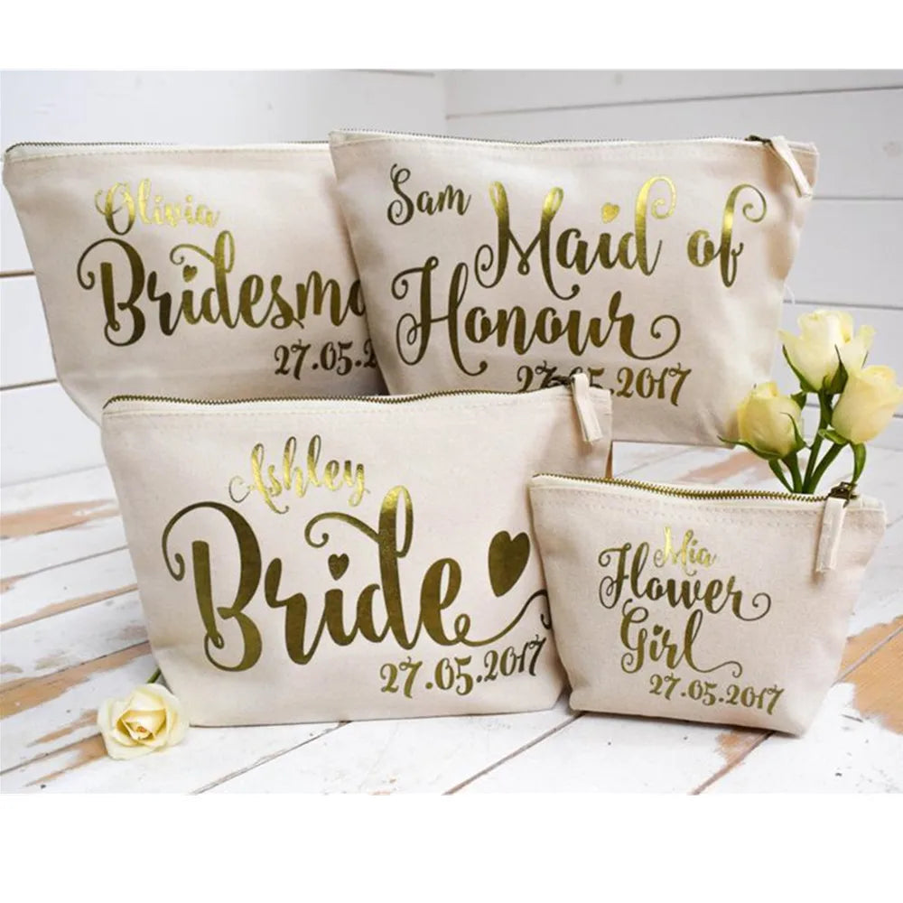 Personalised Foil Wedding Cosmetic Make Up Bag - Mother of Bride Gift