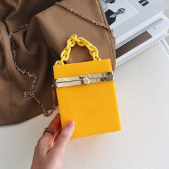 Personality Acrylic Box Crossbody Bag with Thick Chain Candy Lock Clutch