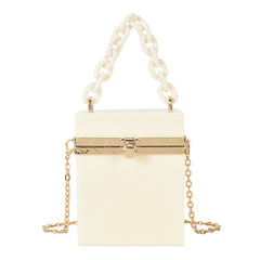 Personality Acrylic Box Crossbody Bag with Thick Chain Candy Lock Clutch
