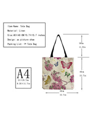 Chinese Style Linen Fabric Bag Butterfly & Flower Women's Handbag Tote