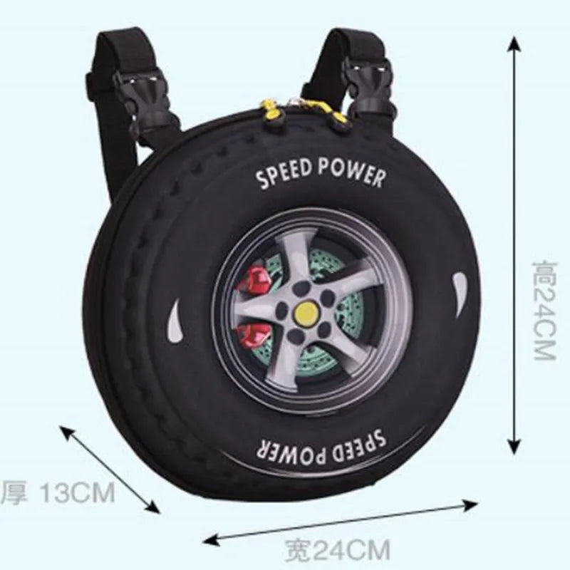 Creative 3D Tire Bag Kids Cartoon Backpack