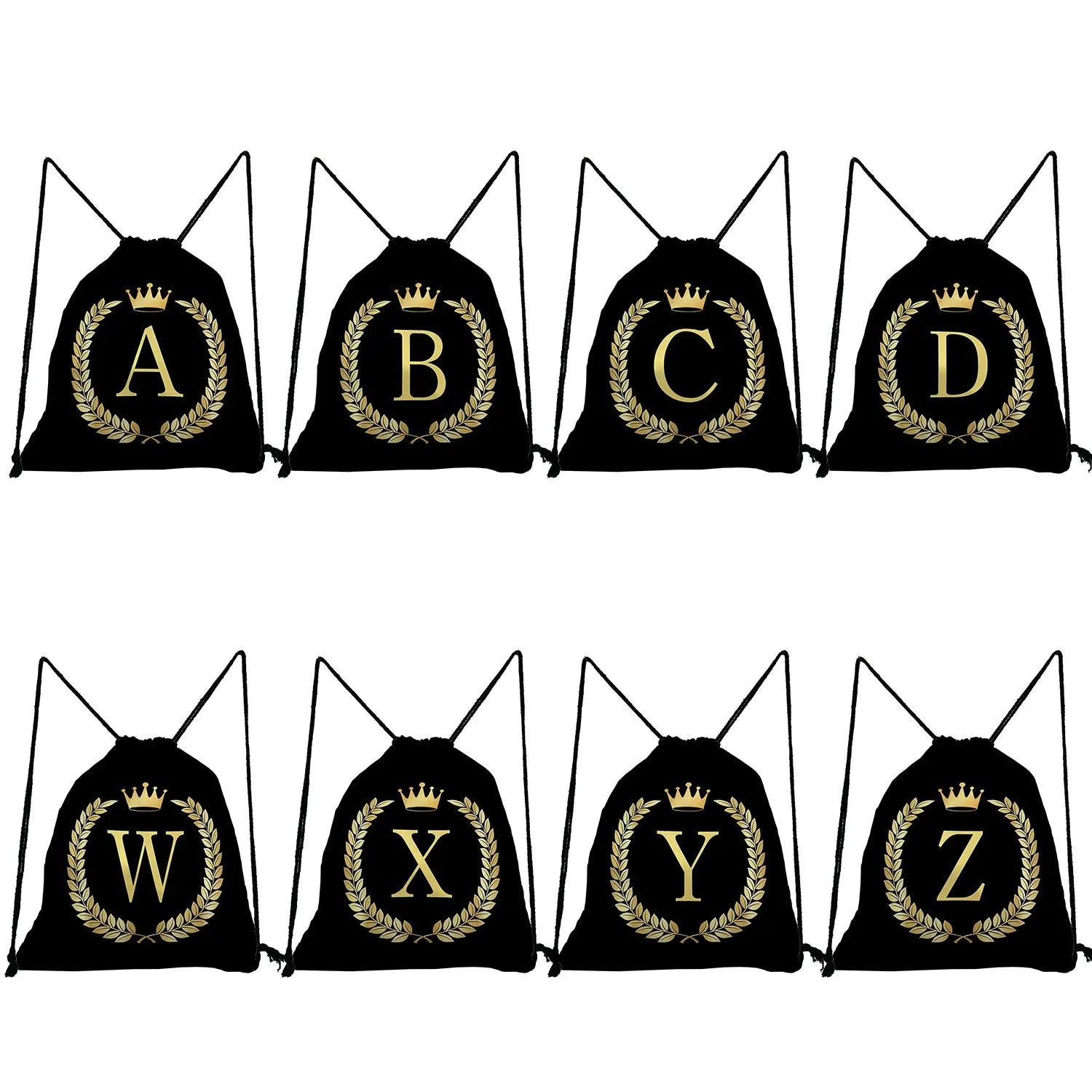 Golden Letters Print 26 Initials Wheat Ears Shoes Bags Women's Backpacks