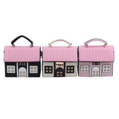 House Shaped Leather Women Handbags Creative Girl Crossbody Bag
