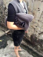 Personality Letters Fur Women's Handbag Clutch Purse Warm Shoulder Bag