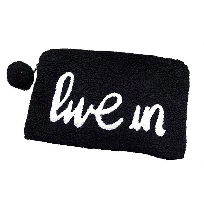 Personality Letters Fur Women's Handbag Clutch Purse Warm Shoulder Bag