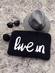Personality Letters Fur Women's Handbag Clutch Purse Warm Shoulder Bag