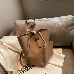 Women Bucket Bag PU Leather High Capacity Shoulder Bags Handbag