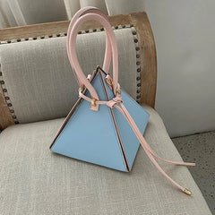 Triangle Bucket Bag Splicing PU Leather Shoulder Purse