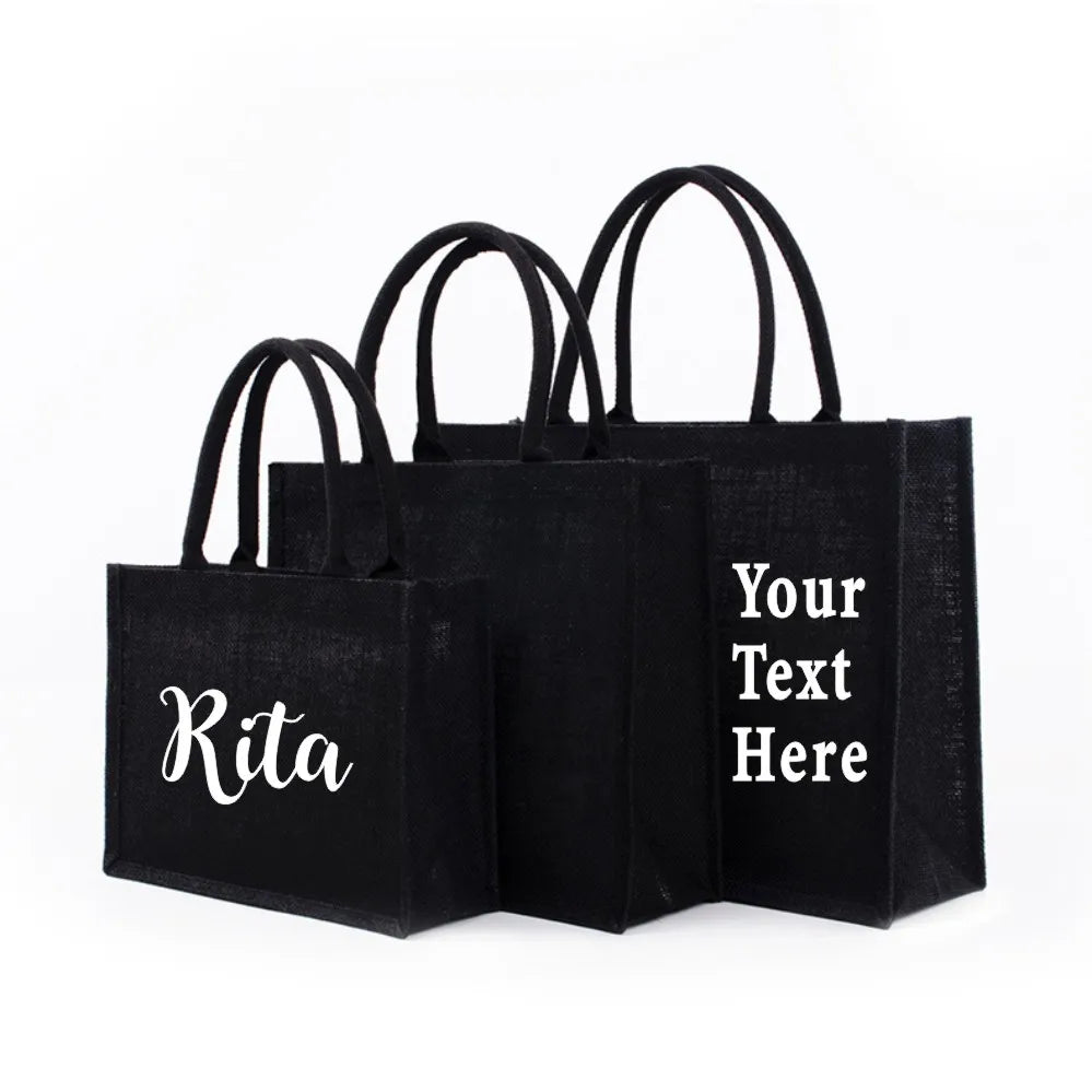 Personalized Bridesmaid Large Beach Bag Burlap Shopping Bags