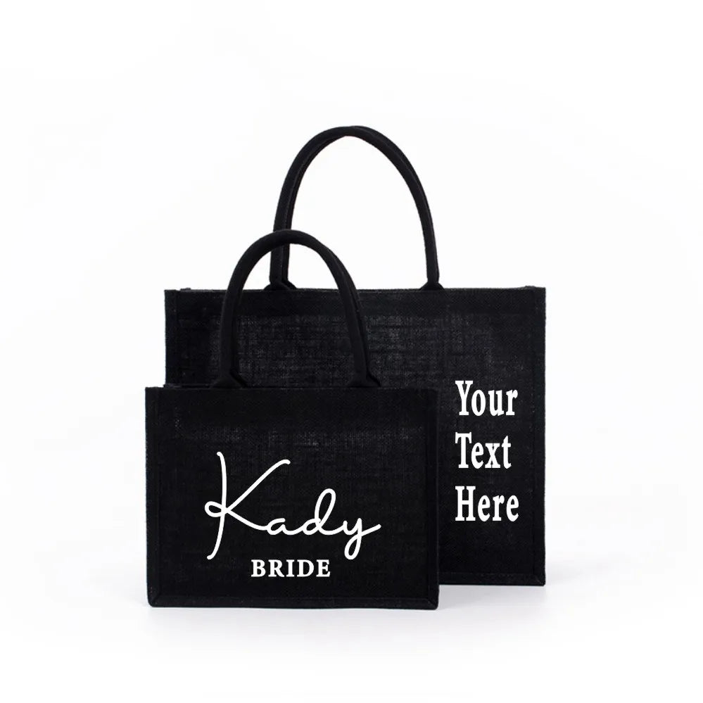 Personalized Bridesmaid Large Beach Bag Burlap Shopping Bags