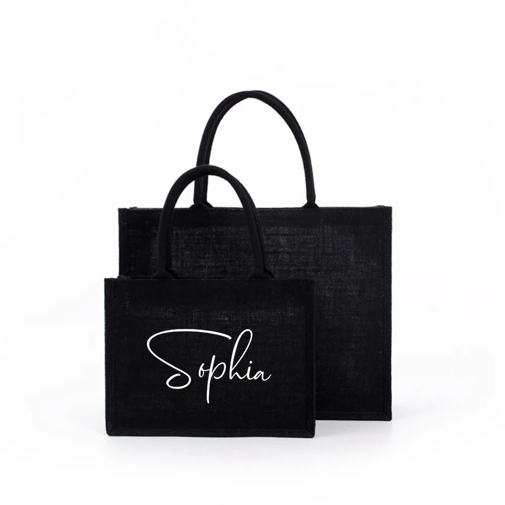 Personalized Bridesmaid Large Beach Bag Burlap Shopping Bags