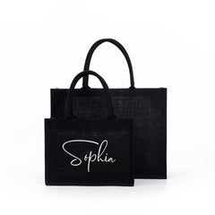 Personalized Bridesmaid Large Beach Bag Burlap Shopping Bags