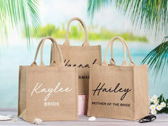 Personalized Burlap Tote Bag - Bride Beach Tote Bag - Bridesmaid Gift