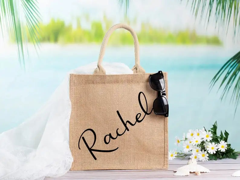 Personalized Burlap Tote Bag - Bride Beach Tote Bag - Bridesmaid Gift