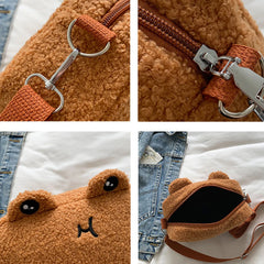 Personalized Cartoon Plush Bag Embroidered Name Shoulder Bag