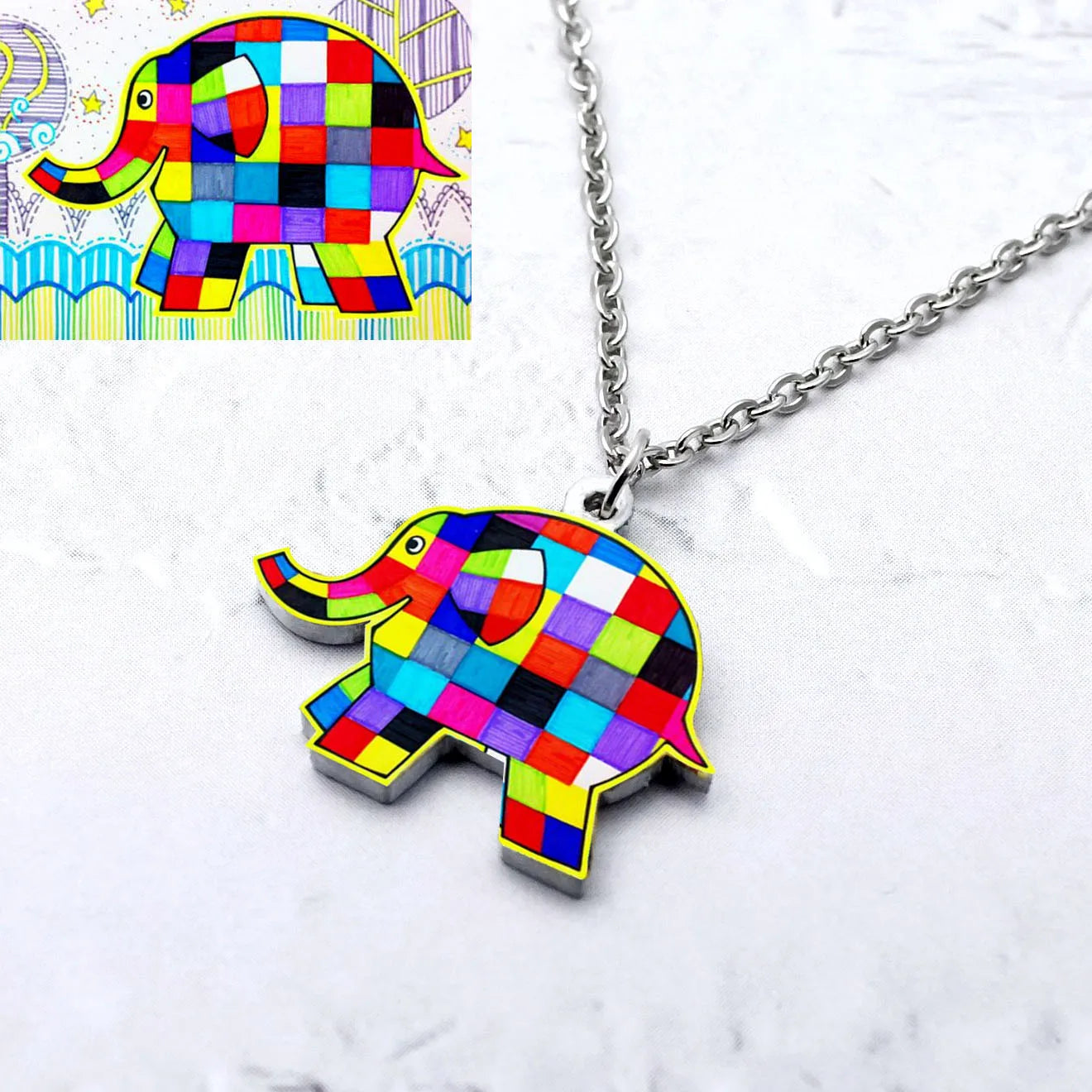 Personalized Children Drawing Necklace Photo Necklace Kid Artwork Necklace