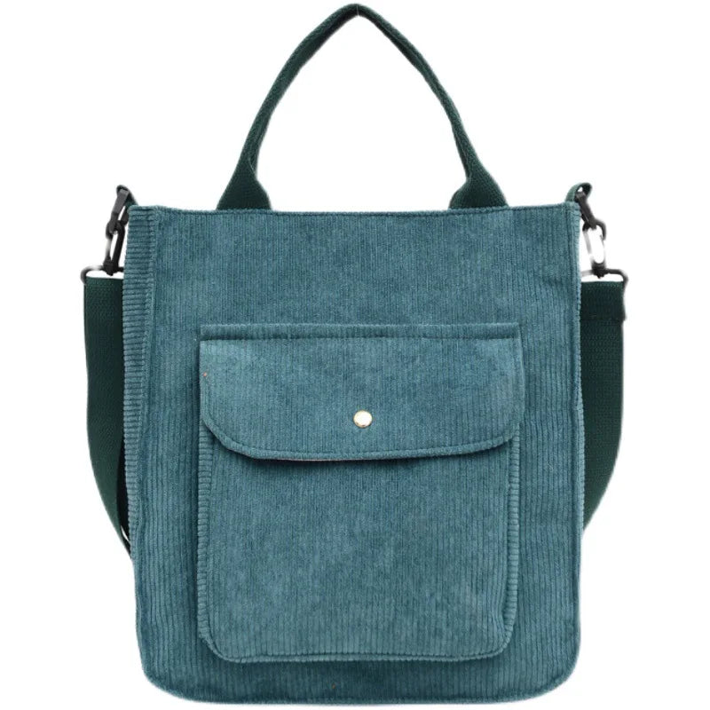 Personalized Corduroy Shoulder Bag with Monogram, Handbag for Shopping