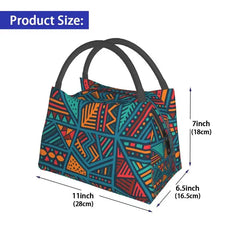 African Pattern Lunch Bag Insulated Cooler Office Travel Lunchbox