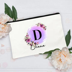 Personalized Flower with Name Makeup Bags Bridesmaid Bag Mother Wedding Birthday