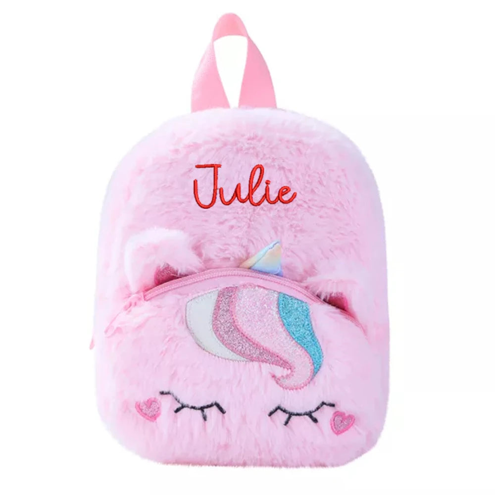 Personalized Unicorn Embroidered Name School Bag Girls Backpack