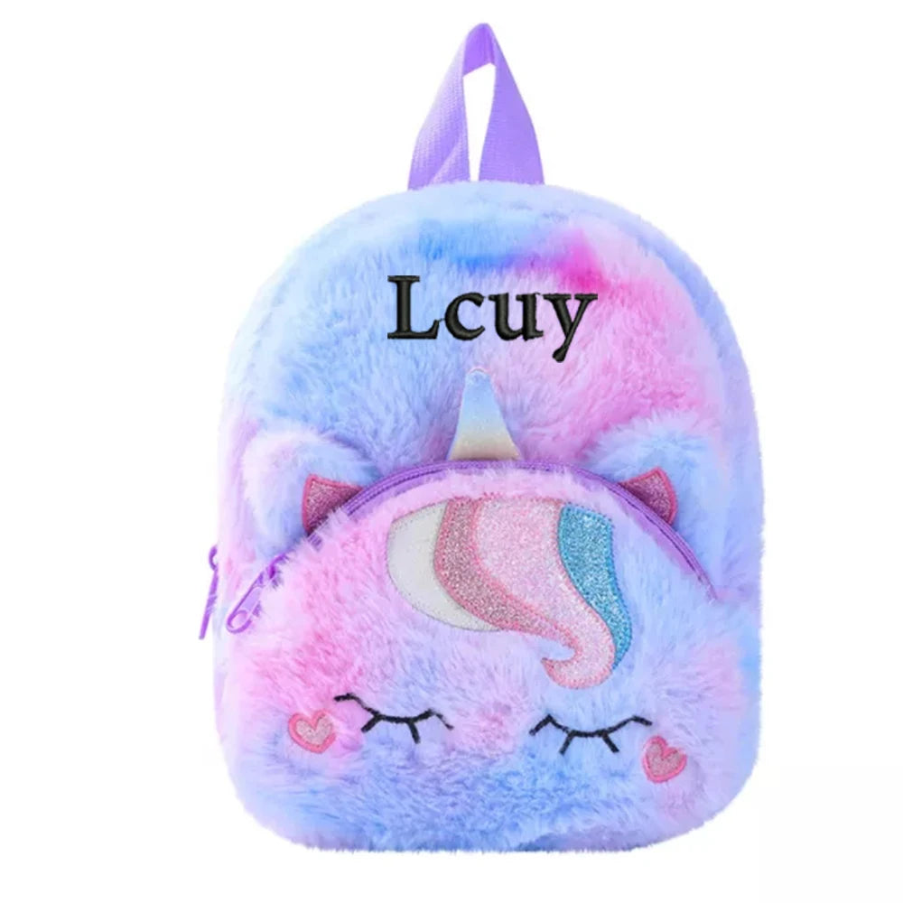 Personalized Unicorn Embroidered Name School Bag Girls Backpack
