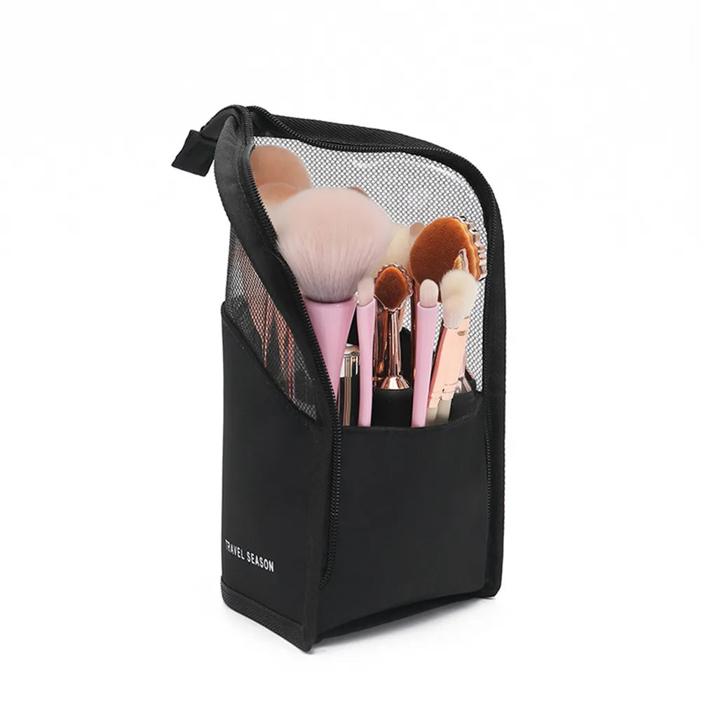 Personalized Embroidery Makeup Brush Holder Stand-up Cosmetic Bag