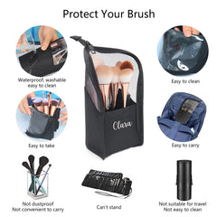 Personalized Embroidery Makeup Brush Holder Stand-up Cosmetic Bag