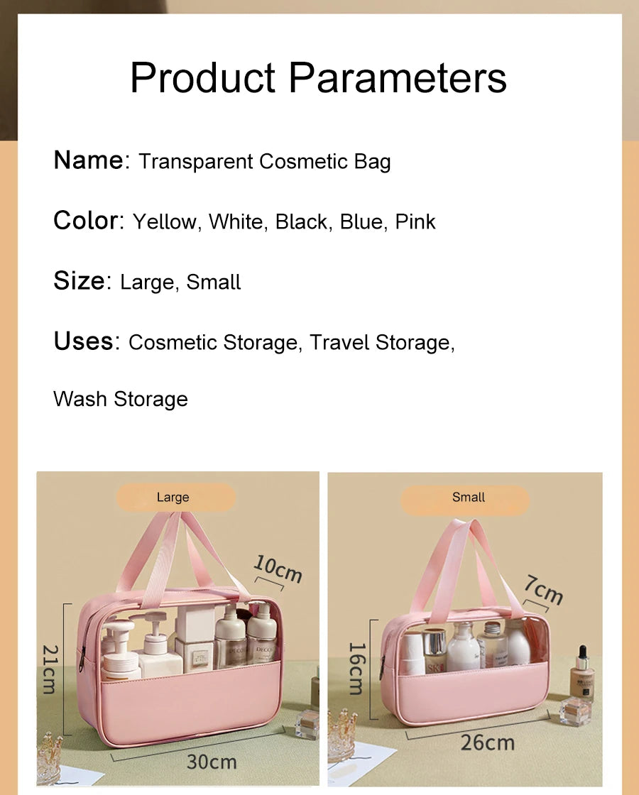 Personalized PVC Translucent Cosmetic Bag Large Capacity