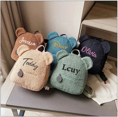 Personalized Embroidery Toddler Backpack Plush Bear Bag Kids Name Backpack