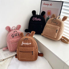 Personalized Embroidery Toddler Backpack Plush Bear Bag Kids Name Backpack
