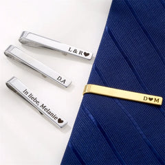 Custom Engraved Stainless Steel Tie Clip for Men - Personalized Wedding Gift