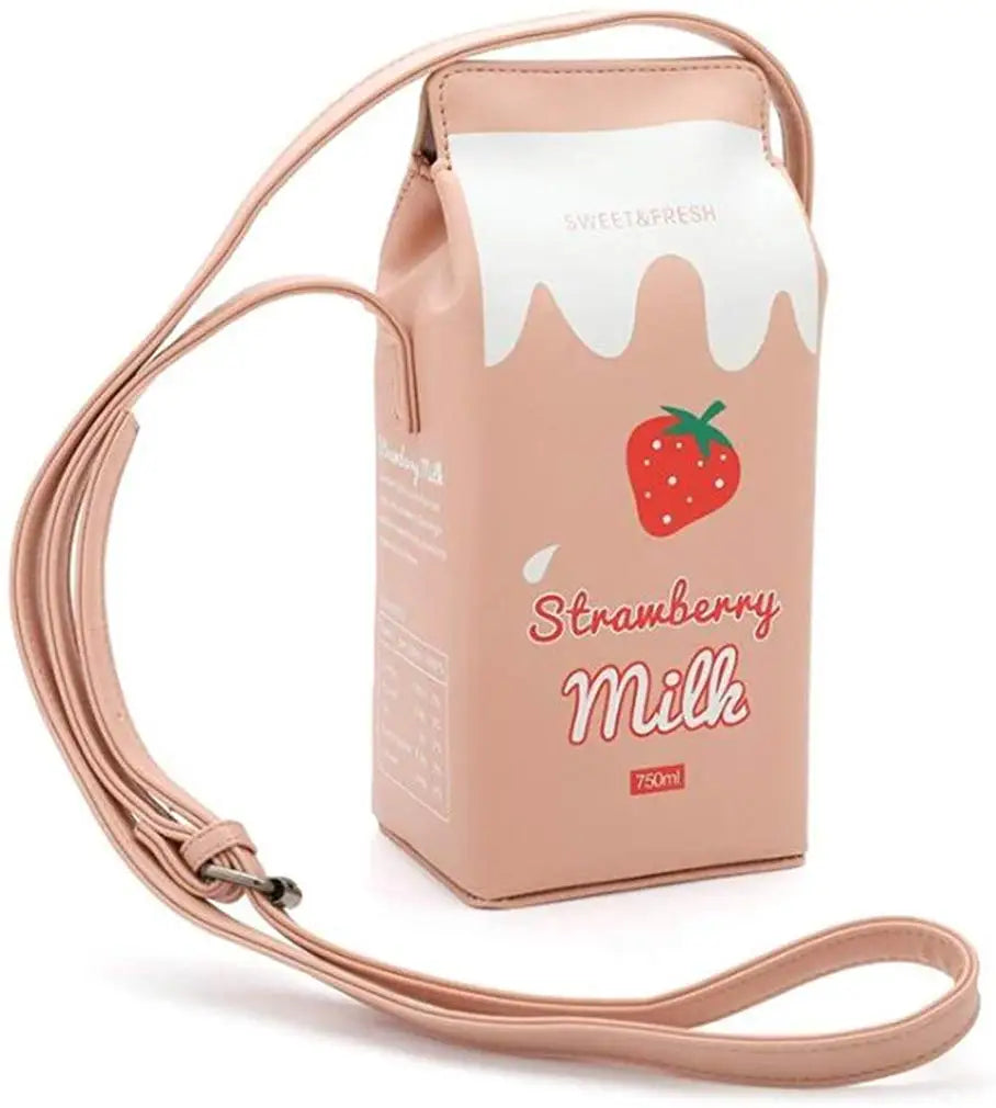 Strawberry Milk Carton Print Shoulder Bag