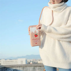 Strawberry Milk Carton Print Shoulder Bag