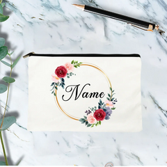 Floral Wreath Cosmetic Bag Bridemaid Makeup Travel Toiletry Organizer