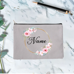 Floral Wreath Cosmetic Bag Bridemaid Makeup Travel Toiletry Organizer