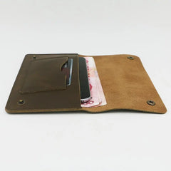 Men's Leather Wallet with Checkbook Holder Long Purse