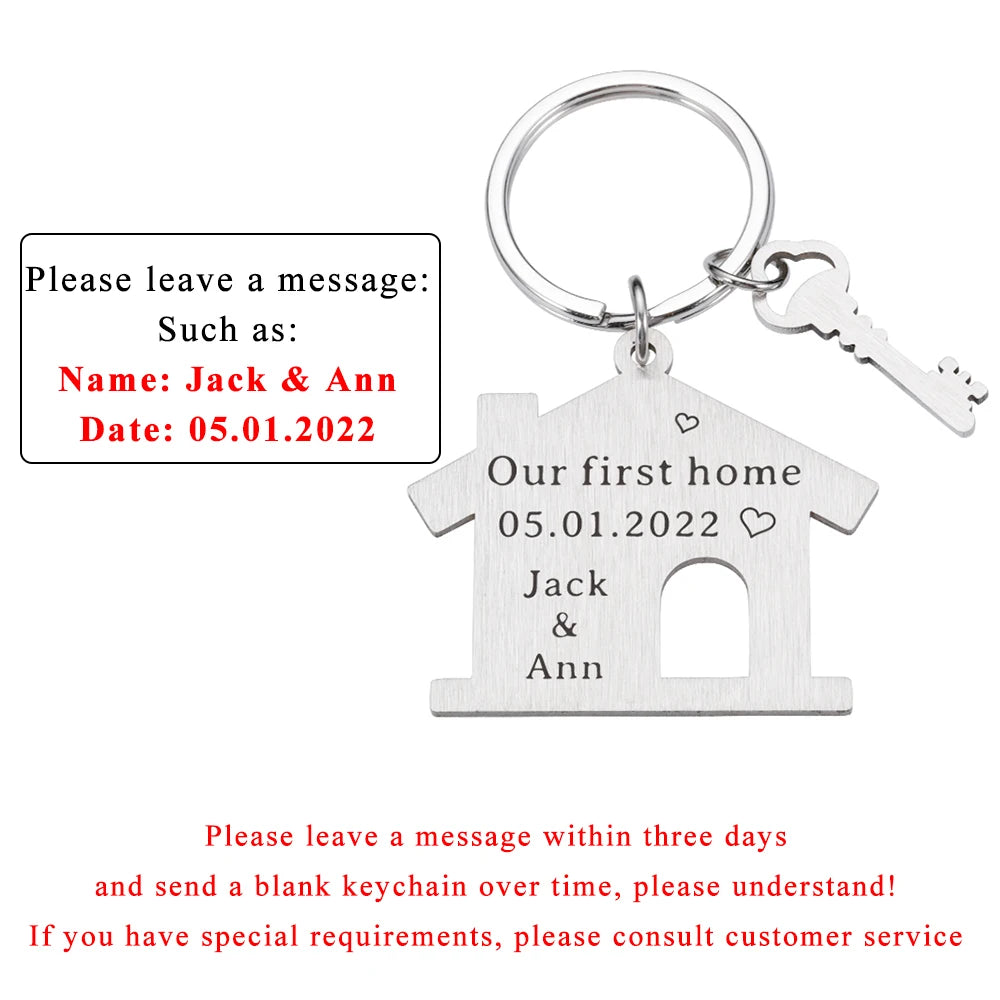 Personalized Family Name Engraved House Keychain