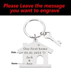 Personalized Family Name Engraved House Keychain