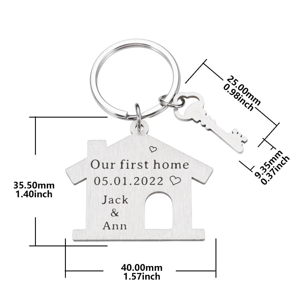 Personalized Family Name Engraved House Keychain