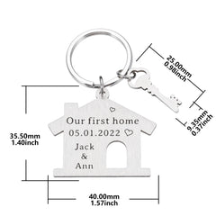 Personalized Family Name Engraved House Keychain