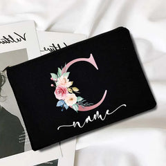 Personalized Makeup Bag Letter Print Organizer Wedding Party Bride Storage Pouch