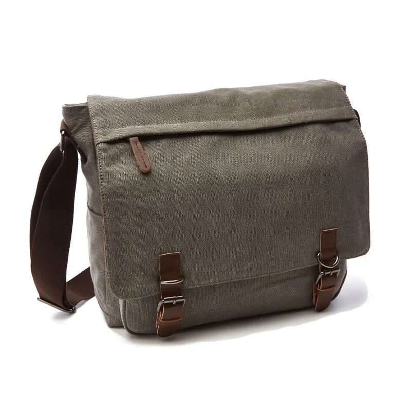 Embroidered Name Men's Messenger Bag Canvas School Bag